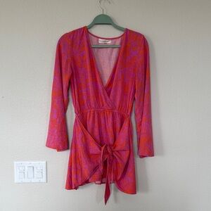 L*Space Pink and Orange Floral Long Sleeve Dress